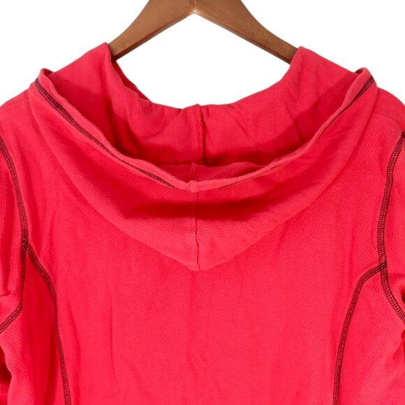 Sag Harbor Red 3/4 Zip Textured Contrast Stitch Pullover Hoodie Sz L - Picture 10 of 11